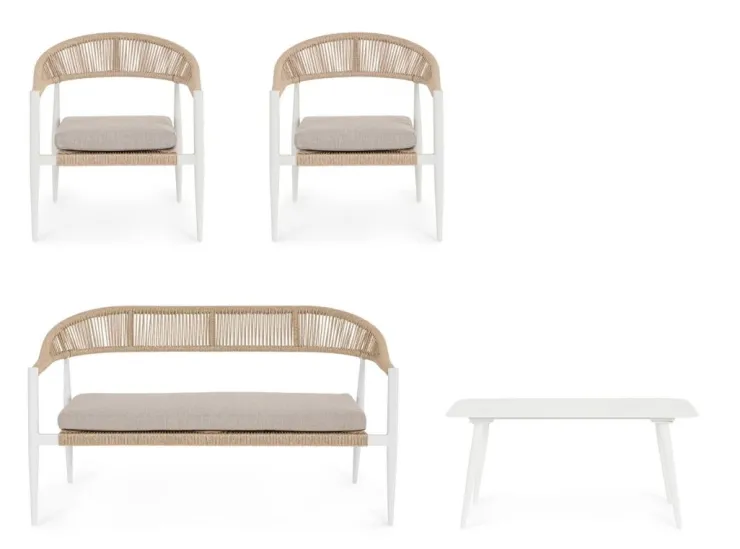 Salotti Completi>Bizzotto SET4 SALOTTO C-C JANDIA BIANCO/BEIGE