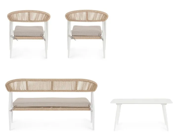 Salotti Completi>Bizzotto SET4 SALOTTO C-C JANDIA BIANCO/BEIGE