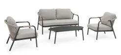 Salotti Completi>Bizzotto SET4 SALOTTO C-C MIRAVET ANTRACITE/KHAKI