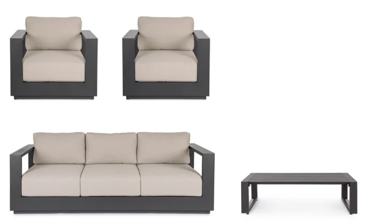 Salotti Completi>Bizzotto SET4 SALOTTO C-C MOSES ANTRACITE YK13