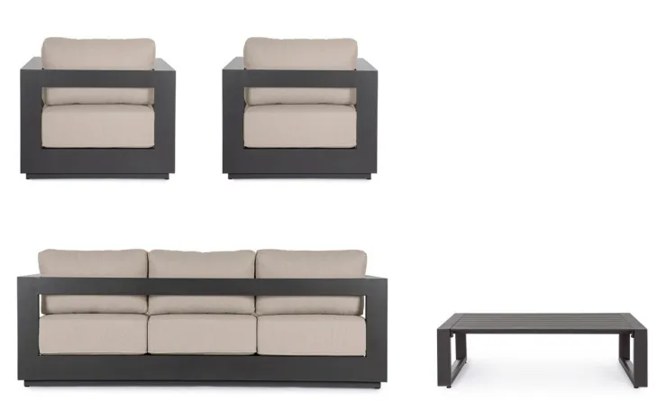 Salotti Completi>Bizzotto SET4 SALOTTO C-C MOSES ANTRACITE YK13