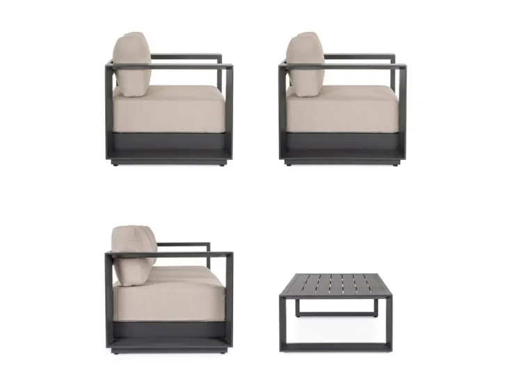 Salotti Completi>Bizzotto SET4 SALOTTO C-C MOSES ANTRACITE YK13