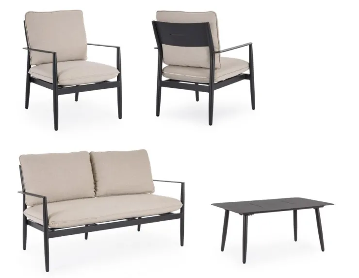 Salotti Completi>Bizzotto SET4 SALOTTO C-C NEBULA ANTRACITE YK13