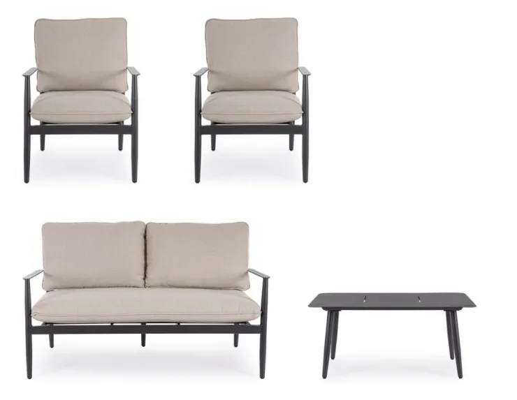 Salotti Completi>Bizzotto SET4 SALOTTO C-C NEBULA ANTRACITE YK13