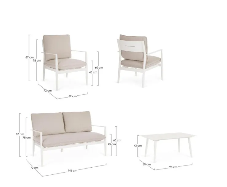 Salotti Completi>Bizzotto SET4 SALOTTO C-C NEBULA VAPOR YK15