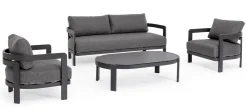 Salotti Completi>Bizzotto SET4 SALOTTO IN CORDA PER ESTERNO ANTRACITE WG21 - PRESLEY