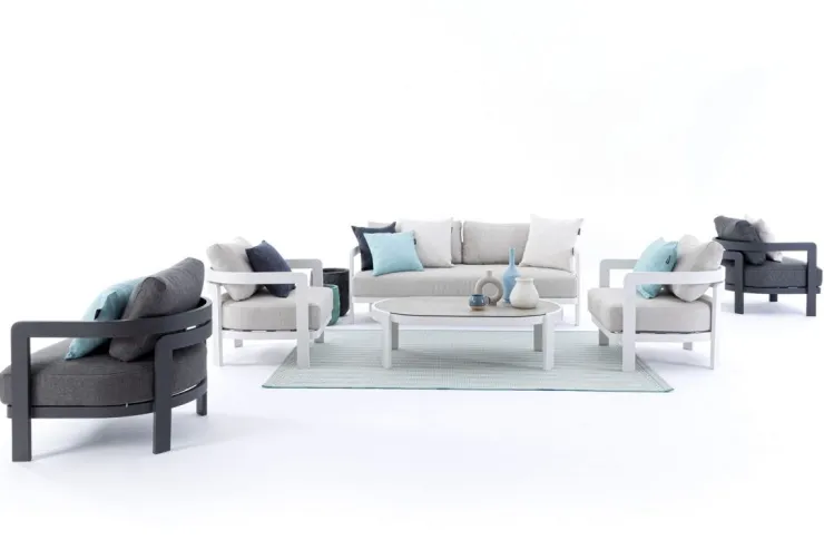 Salotti Completi>Bizzotto SET4 SALOTTO IN CORDA PER ESTERNO ANTRACITE WG21 - PRESLEY