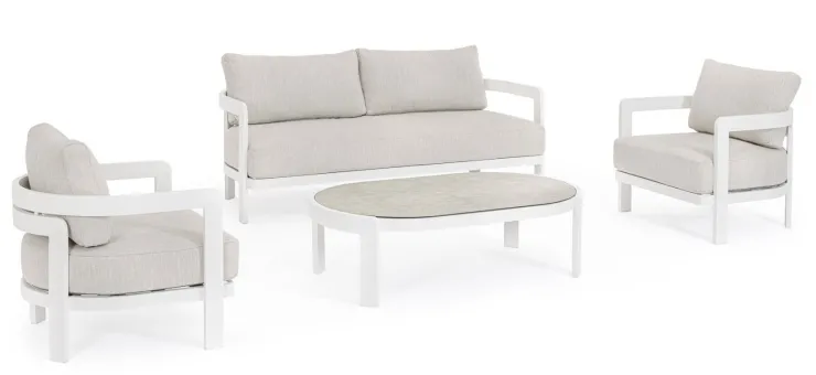 Salotti Completi>Bizzotto SET4 SALOTTO IN CORDA PER ESTERNO BIANCO WG20 - PRESLEY