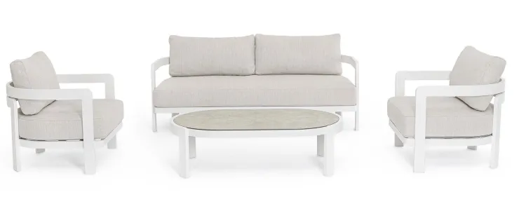Salotti Completi>Bizzotto SET4 SALOTTO IN CORDA PER ESTERNO BIANCO WG20 - PRESLEY