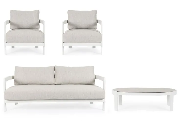 Salotti Completi>Bizzotto SET4 SALOTTO IN CORDA PER ESTERNO BIANCO WG20 - PRESLEY