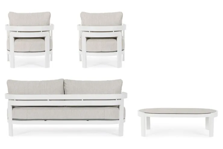 Salotti Completi>Bizzotto SET4 SALOTTO IN CORDA PER ESTERNO BIANCO WG20 - PRESLEY