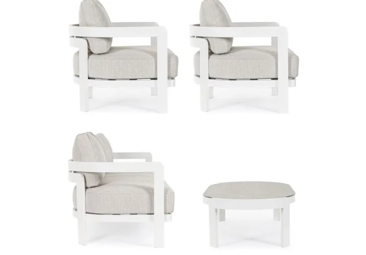 Salotti Completi>Bizzotto SET4 SALOTTO IN CORDA PER ESTERNO BIANCO WG20 - PRESLEY