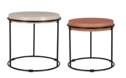Tavolini>Bizzotto SET2 TAVOLINI IN ACCIAIO BEIGE TERRACOTTA - KETAKI