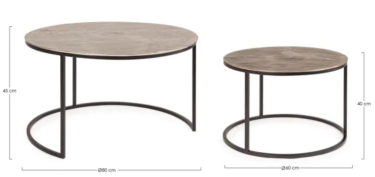 Tavolini>Bizzotto SET2 TAVOLINI IN ALLUMINIO X34 - AMIRA