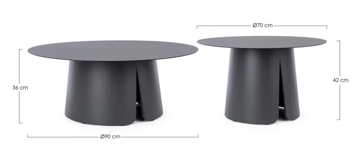 Tavolini>Bizzotto SET2 TAVOLINO BRYAN D70+90 ANTR JX55