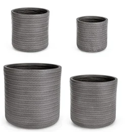 Vasi E Coprivasi>Bizzotto SET4 VASO TRESSAGE CIL ANTRACITE