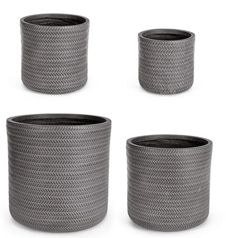 Vasi E Coprivasi>Bizzotto SET4 VASO TRESSAGE CIL ANTRACITE