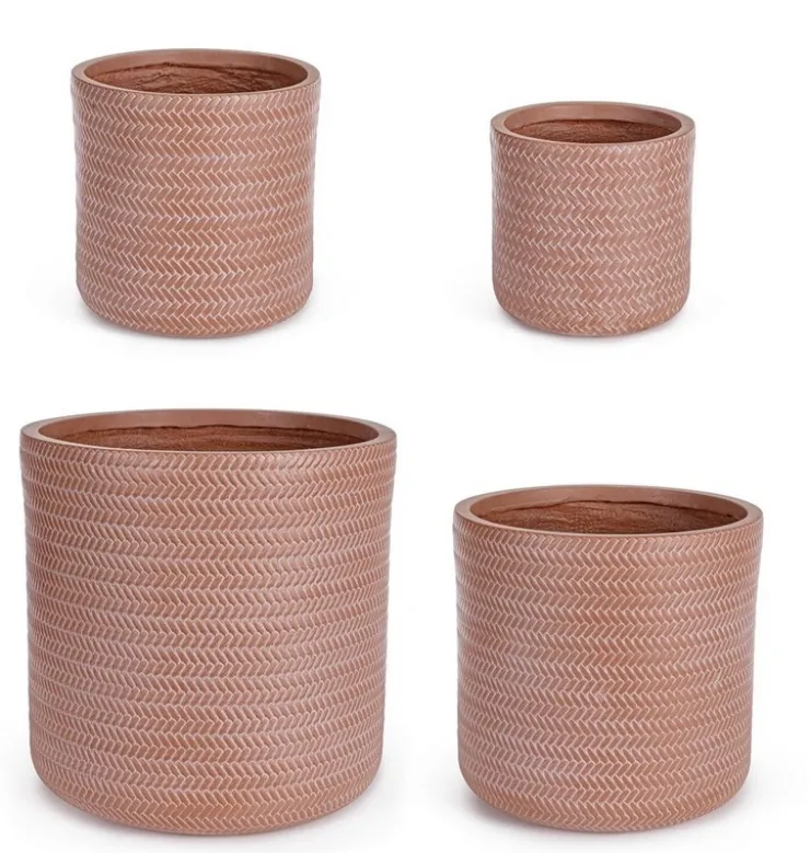 Vasi E Coprivasi>Bizzotto SET4 VASO TRESSAGE CIL TERRACOTTA