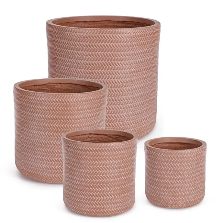 Vasi E Coprivasi>Bizzotto SET4 VASO TRESSAGE CIL TERRACOTTA