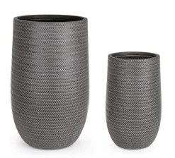 Vasi E Coprivasi>Bizzotto SET2 VASO TRESSAGE TO ALTO GRIGIO