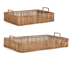 Ceste Decorative>Bizzotto SET2 VASSOIO DECOR C-MAN KADIN RETT NAT