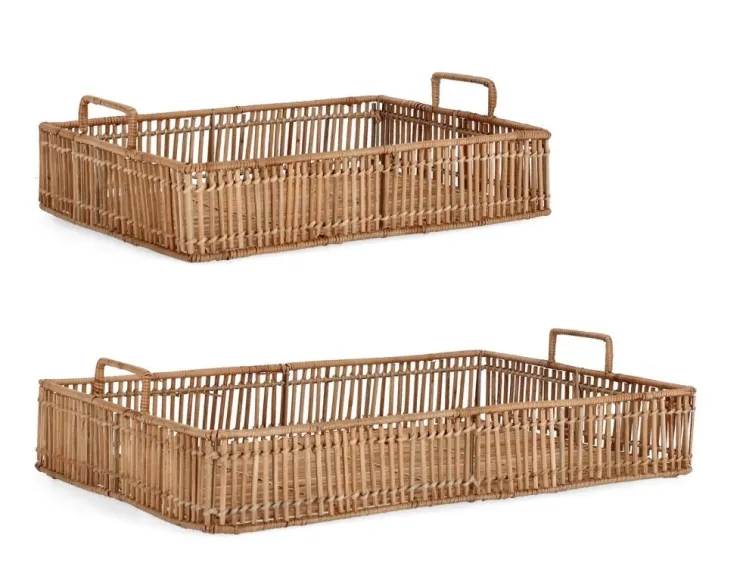 Ceste Decorative>Bizzotto SET2 VASSOIO DECOR C-MAN KADIN RETT NAT
