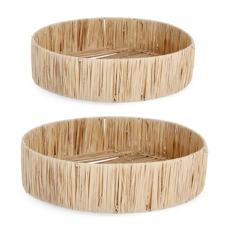 Ceste Decorative>Bizzotto SET2 VASSOIO DECORATIVO BAGAN TO NATURAL