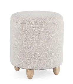 Pouf>Bizzotto SGABELLO CONTENITORE EFFETTO BOUCLE' GRIGIO CHIARO- ZENA