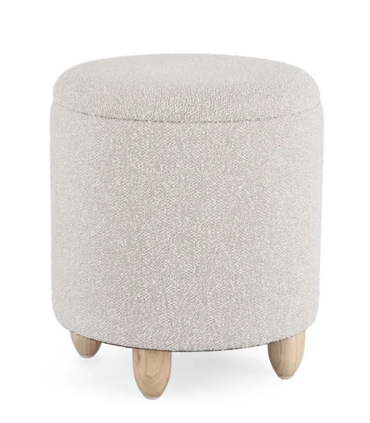 Pouf>Bizzotto SGABELLO CONTENITORE EFFETTO BOUCLE' GRIGIO CHIARO- ZENA