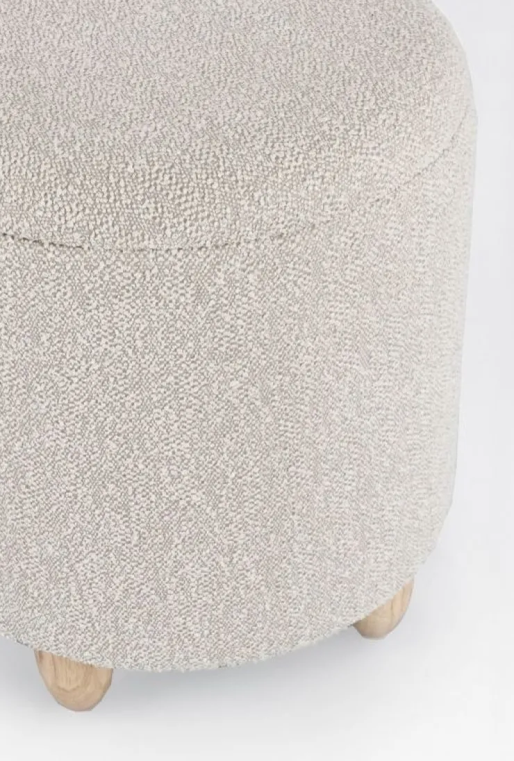 Pouf>Bizzotto SGABELLO CONTENITORE EFFETTO BOUCLE' GRIGIO CHIARO- ZENA