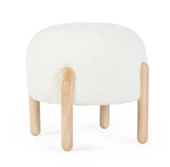 Sgabelli>Bizzotto SGABELLO EFFETTO BOUCLE' BIANCO - DAYLA