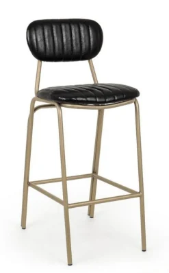 Sgabelli Bar>Bizzotto SGABELLO IN ECOPELLE NERO - ADDY