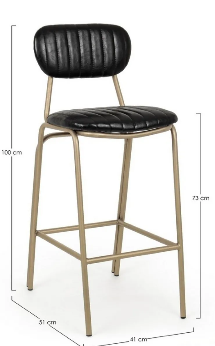 Sgabelli Bar>Bizzotto SGABELLO IN ECOPELLE NERO - ADDY