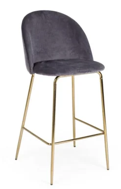 Sgabelli Bar>Bizzotto SGABELLO IN VELLUTO GRIGIO SCURO - CARRY