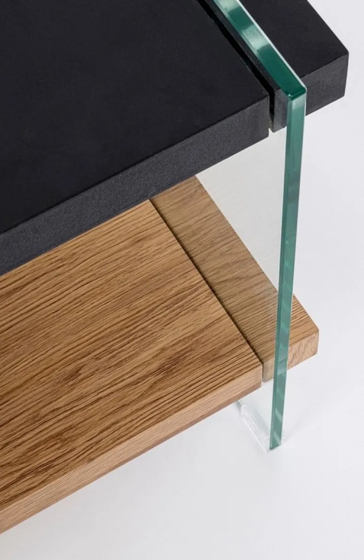 Tavolini>Bizzotto TAVOLINO 50X50 NERO - LINE WOOD