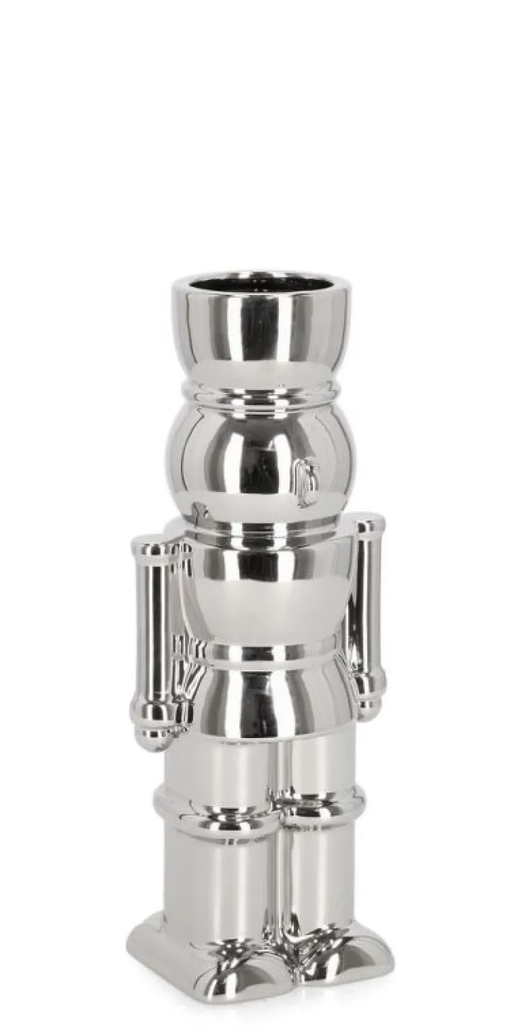 Vasi E Portacandele Natalizi>Bizzotto VASO WALKER SOLDATINO ARGENTO H22,5
