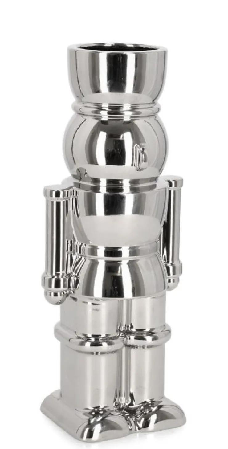 Vasi E Portacandele Natalizi>Bizzotto VASO WALKER SOLDATINO ARGENTO H28