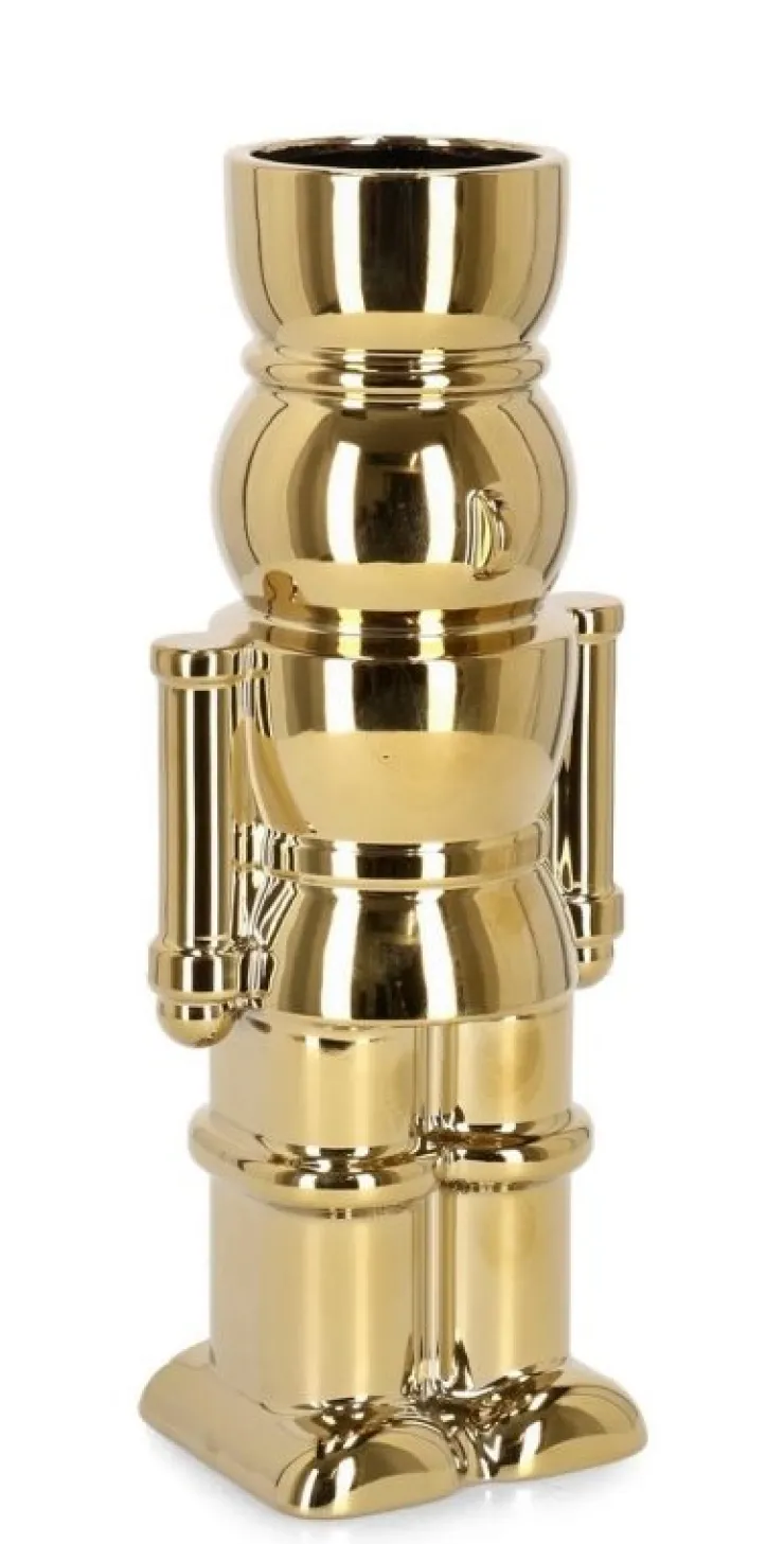 Vasi E Portacandele Natalizi>Bizzotto VASO WALKER SOLDATINO ORO H28
