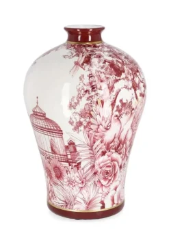 Vasi>Bizzotto VASO ZHEN BOMB ROSSO BIANCO ORO H32